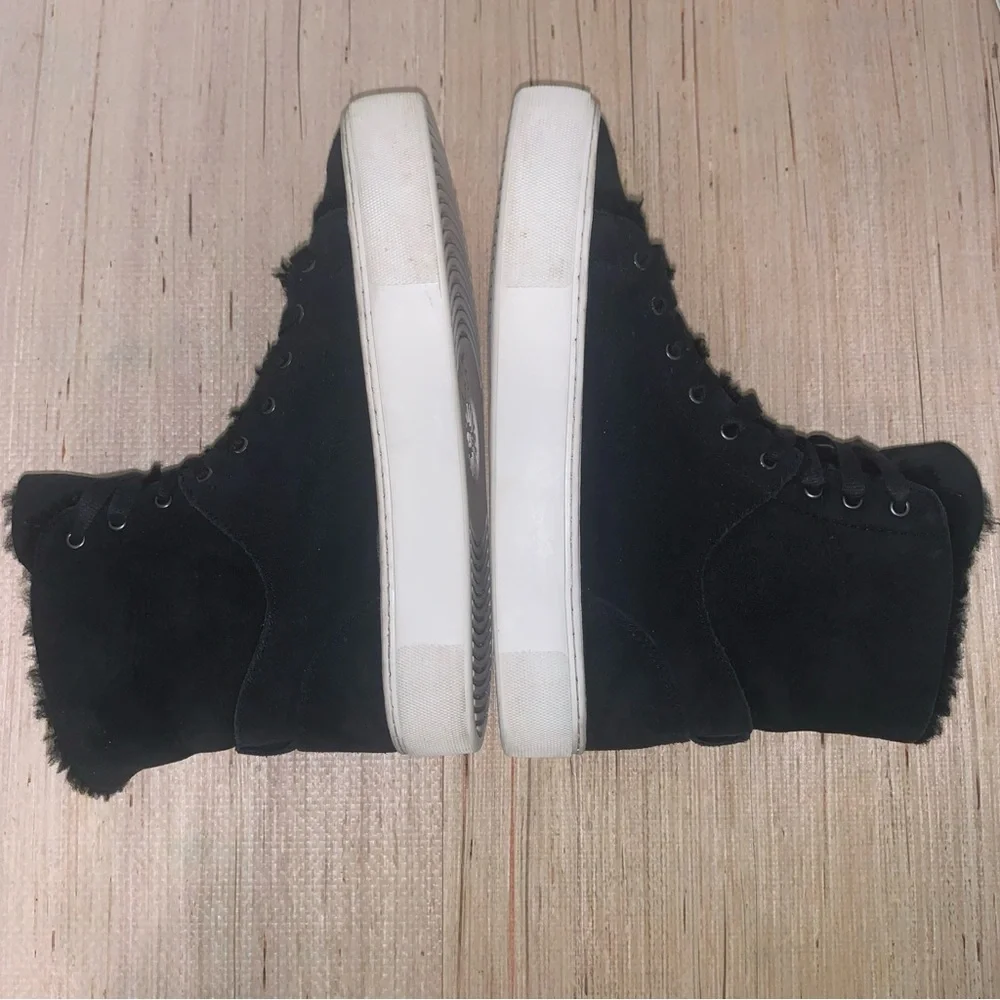 Ugg Beven Black Suede Fur Sheerling Lined high top Sneakers Women’s  8 lace up - Picture 7 of 16